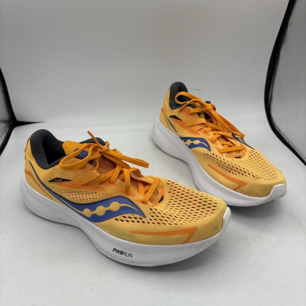Saucony Shoes Womens Size 11 Ride 15 PWRRUN Run Walk Orange Yellow Blue Sneakers